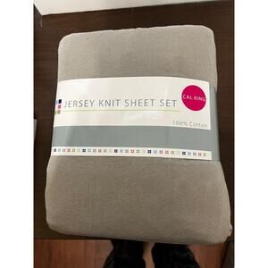 Jersey Knit Sheet Set California King 100% Cotton Grey New